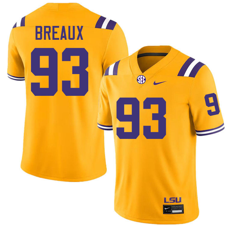 #93 Ahmad Breaux LSU Tigers Jersey,Louisiana State University Tigers Football Jersey-Gold